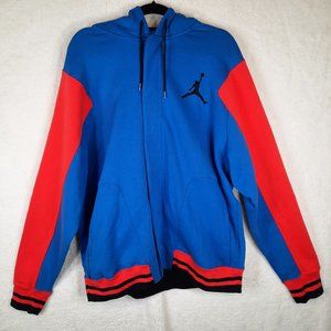 Nike Air Jordan Hoodie Snap Front XXL Blue-Red-Black Sweatshirt Jumpman